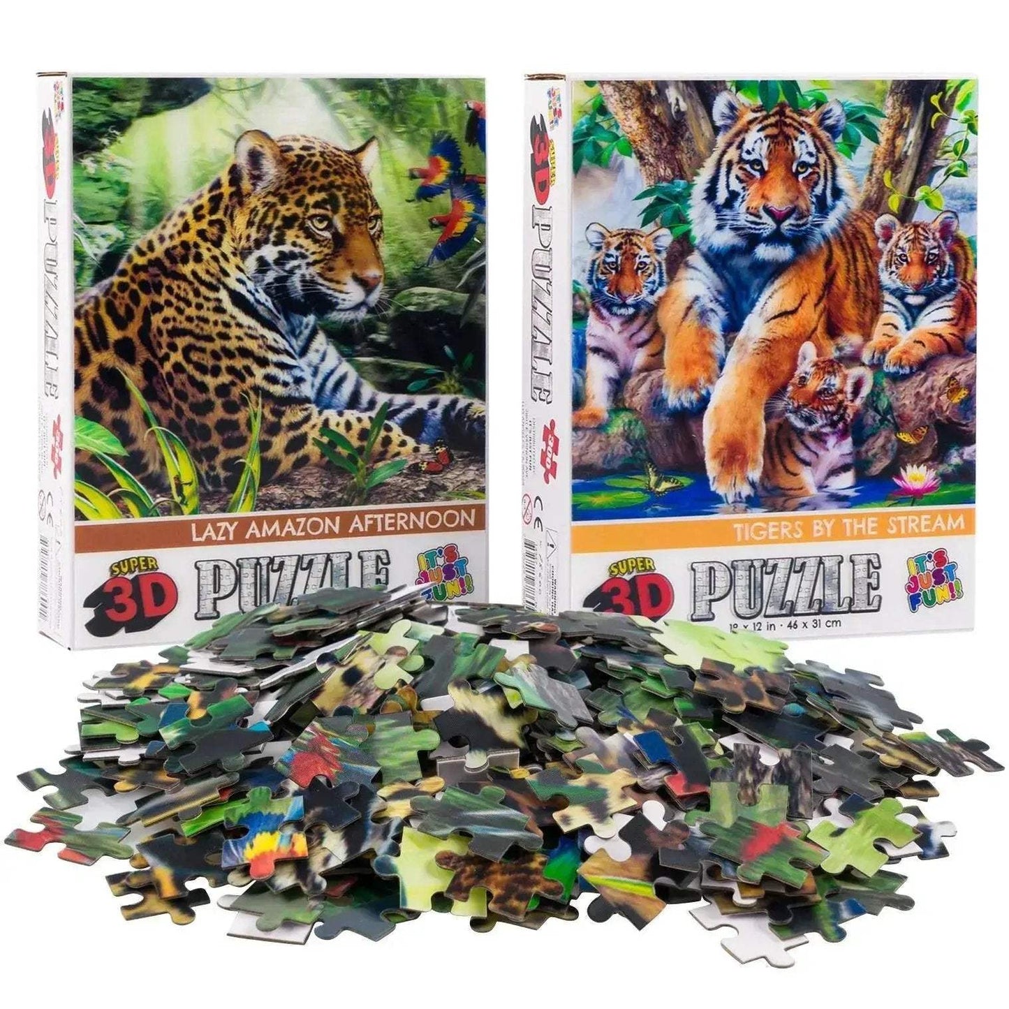 Lenticular 3D Jigsaw Puzzles Set Of 2 Jaguar And Tigers - ToylandEU