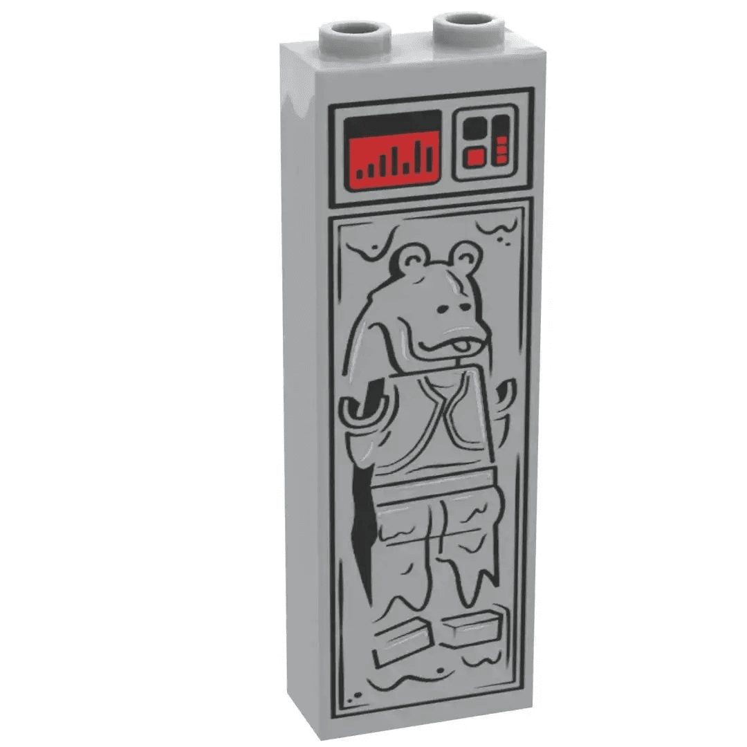 Custom Printed Lego 1x2x5 Brick Figure Scale Jar Jar Binks Carbonite Figure on Authentic Lego Brick - ToylandEU
