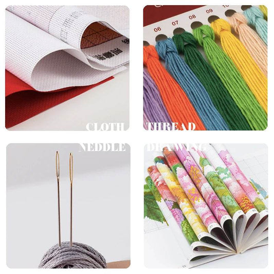 Joy Sunday Cartoon Cross Stitch Kit - Printed Fabric Needlework for Holiday Crafts, 14CT Embroidery - ToylandEU