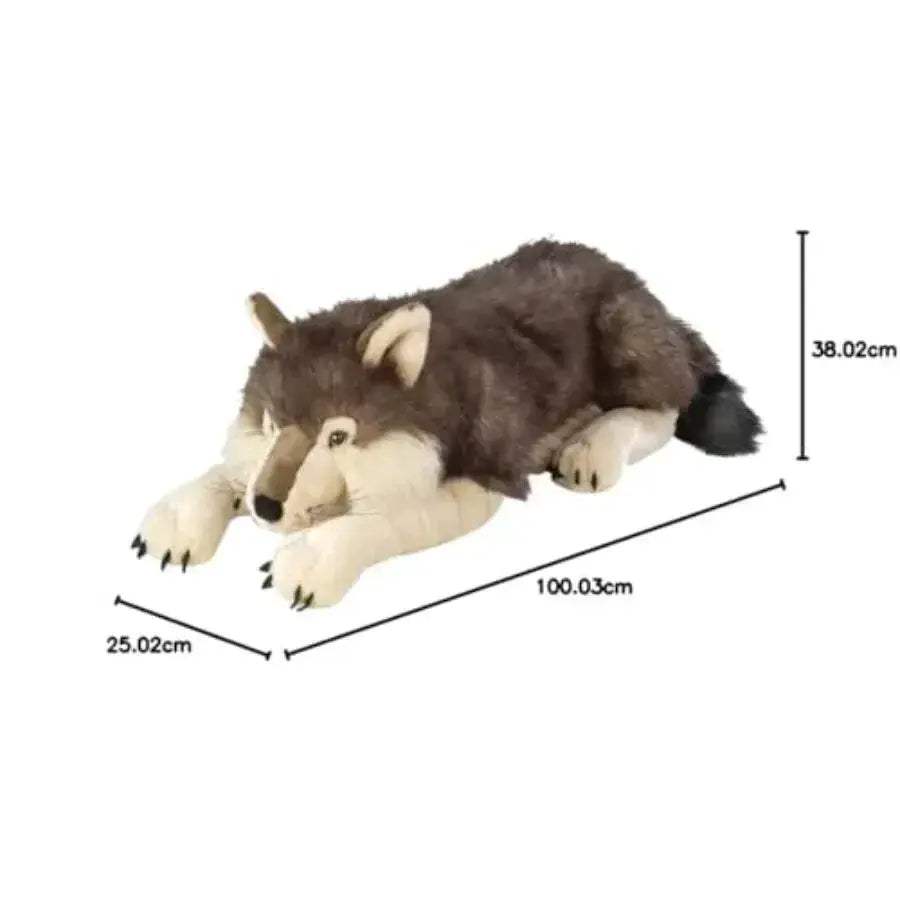 Jumbo Wolf Plush Toy Giant Gray Stuffed Animal Soft Fur - ToylandEU