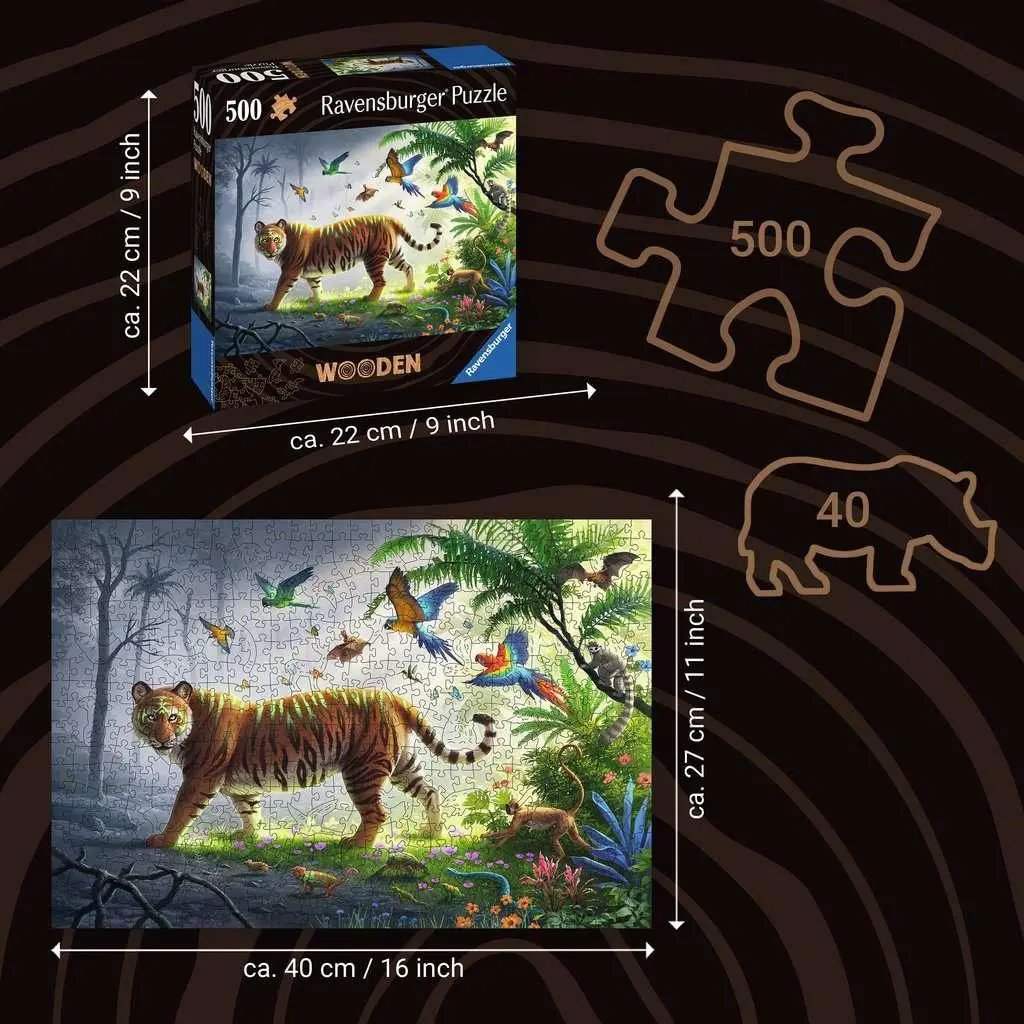 Jungle Tiger Wooden Jigsaw Puzzle 500 Pieces Hours Of Fun - ToylandEU