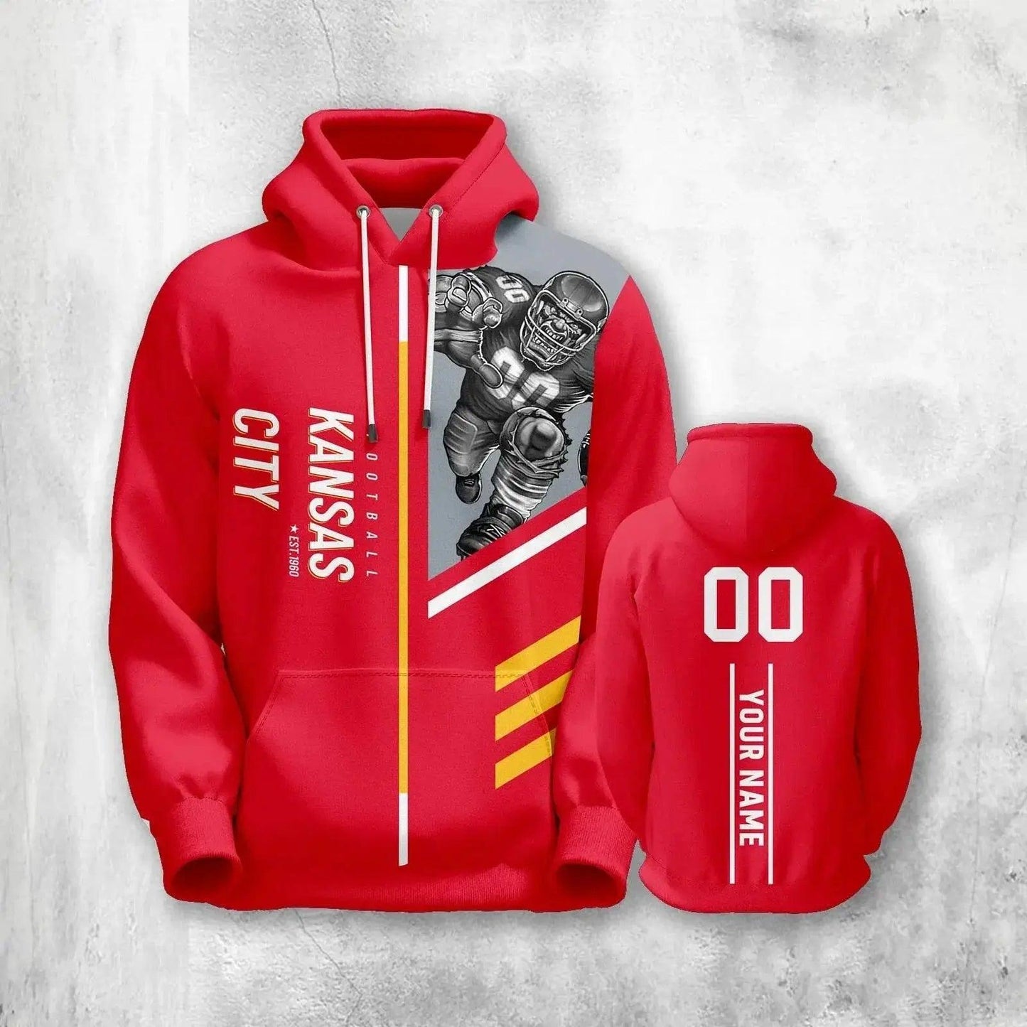 Personalized Kansas City 3D Printed American Football Hoodies - Customizable Sweatshirts for Men, Women, and Youth, Perfect Fan Gifts - ToylandEU™