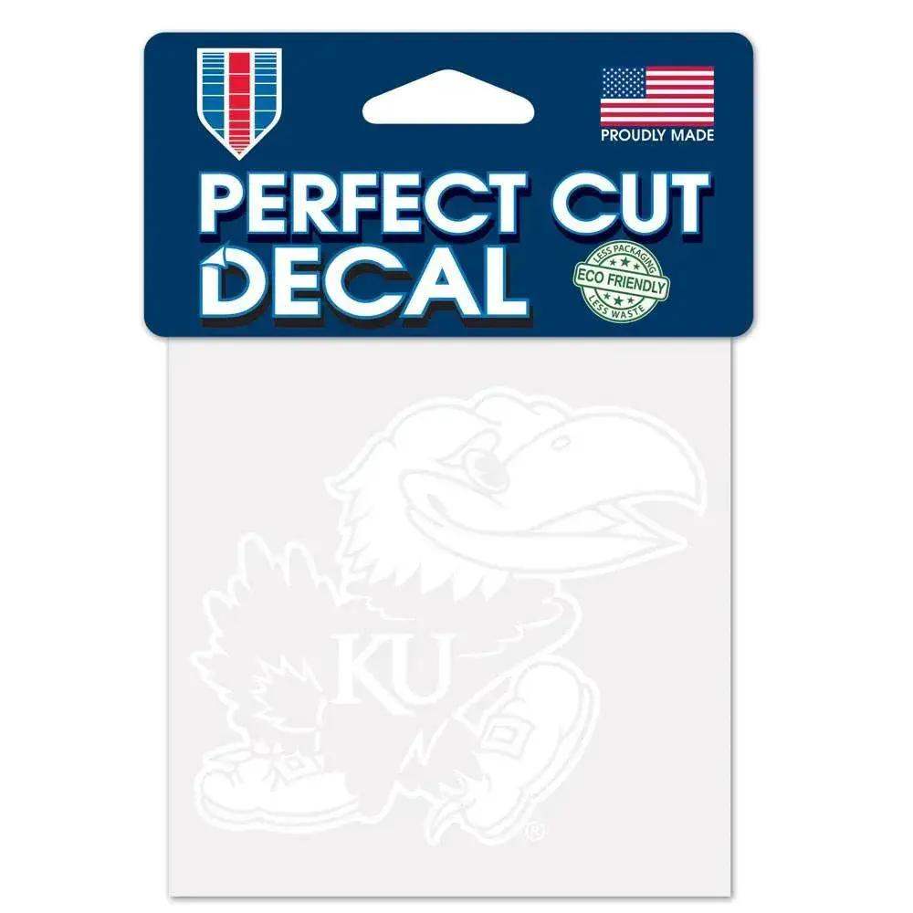 Kansas Jayhawks Decal 4x4 Perfect Cut White Exterior Vinyl - ToylandEU