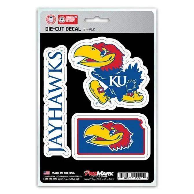 Kansas Jayhawks Die Cut Decal Team 3 Pack Premium Vinyl - ToylandEU™