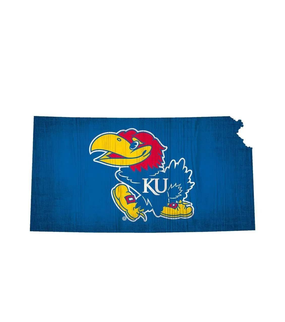 Kansas Jayhawks Wood Sign 12 Inch State Shape Bracket - ToylandEU™