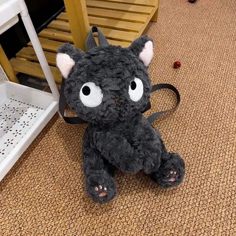 Kawaii Cat Plush Backpack With Cute Black Kitty Design - ToylandEU