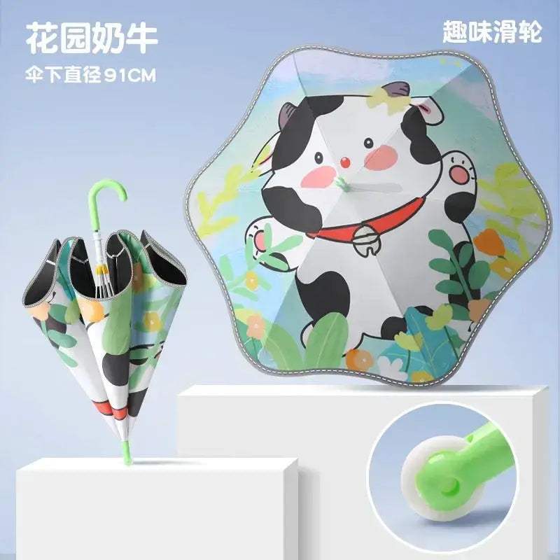 Kawaii Kids Safety Umbrella With Reflective Rain Sun Protection - ToylandEU