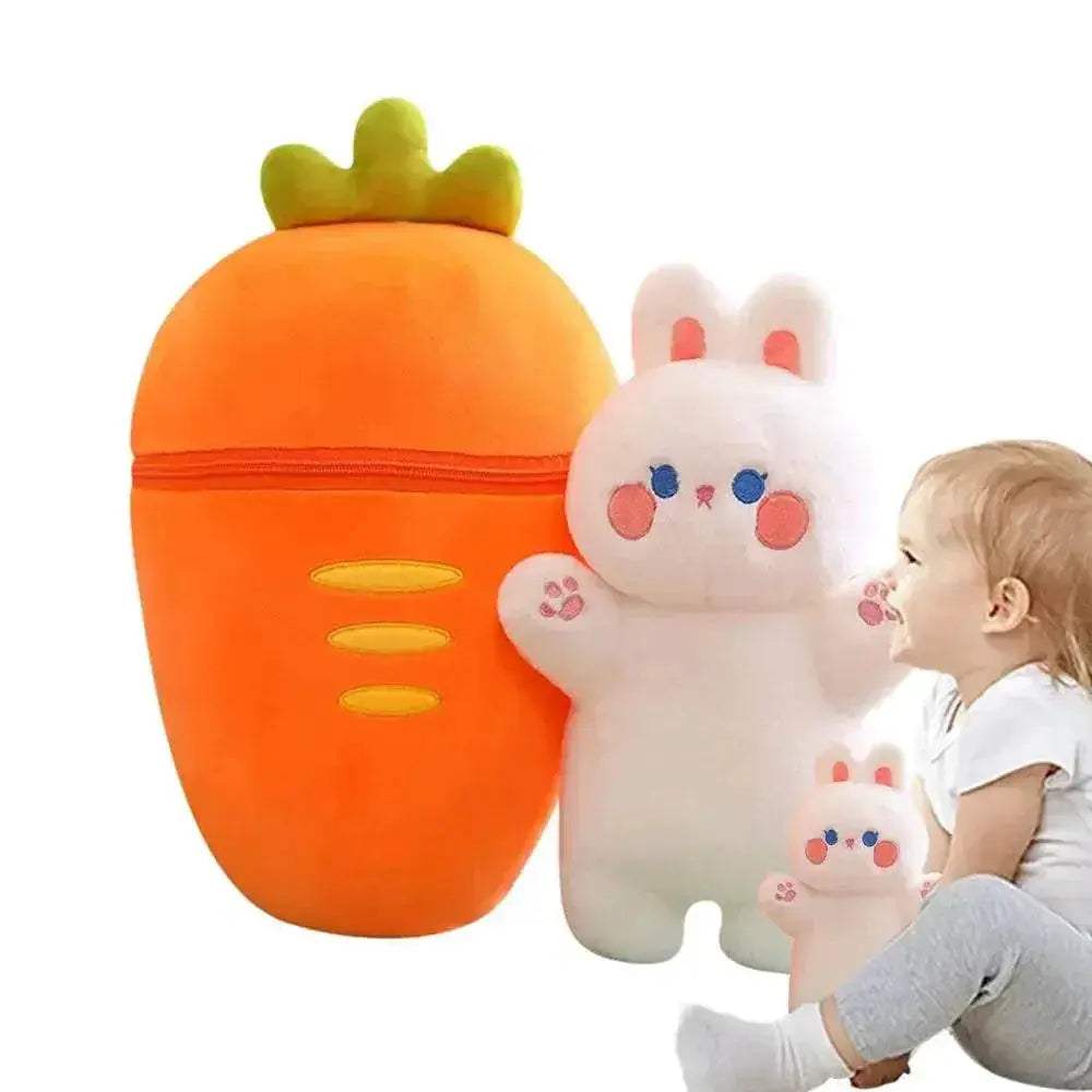 Kawaii Reversible Bunny Plush Pillow – Soft Strawberry & Pig Companion - ToylandEU™