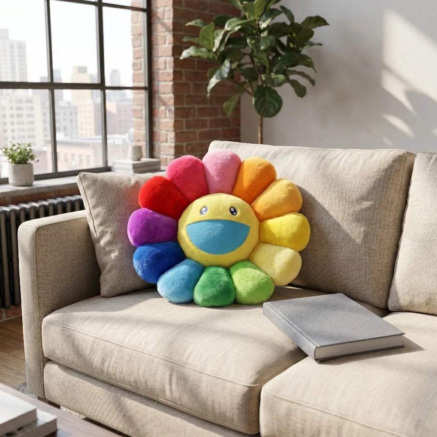 Kawaii Sunflower Cushion | Rainbow Design | Toylandeu™