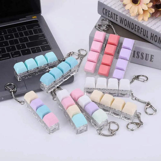 Keyboard Fidget Keychain 4 Keys LED Light Stress Relief Toy - ToylandEU™