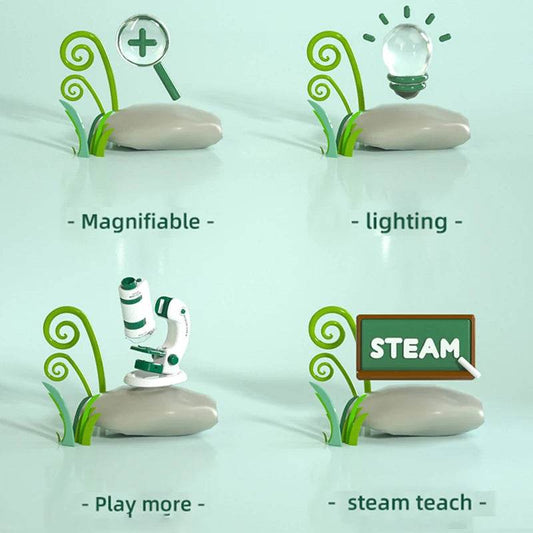 Kid Science Experiment Pocket Microscope Toy Kit 60-120x Educational Mini Handheld Microscope with Light Children STEM Toys Gift - ToylandEU