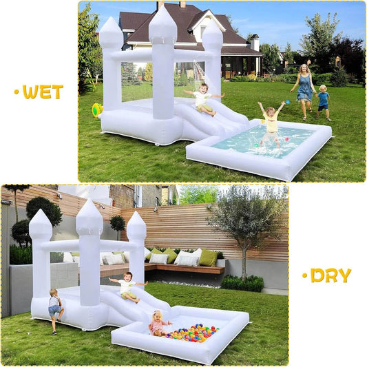 Kids Birthday Gift 9ft White Bounce House With Slide - ToylandEU