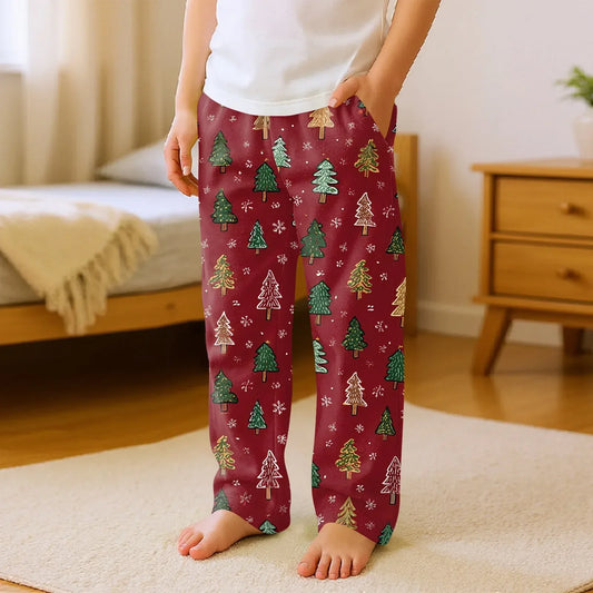 Kids Christmas Pajama Pants Loose Fit Cozy Cartoon Print - ToylandEU