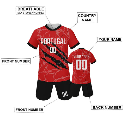 Kids Custom Portugal Netherlands Soccer Jersey Short Set Green Personalize With Name And Number