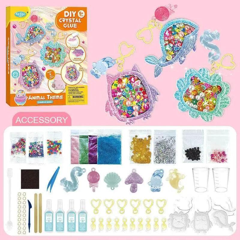 Kids DIY Crystal Glue Key Chain Art Craft Set Gift - ToylandEU™
