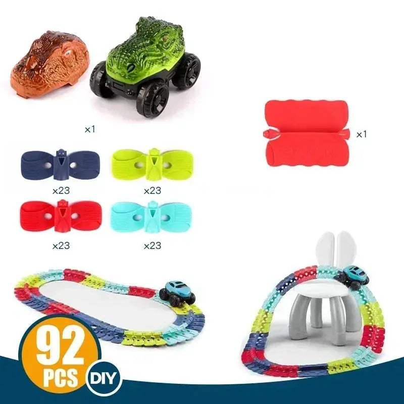 Kids DIY Slot Car Track Set With Flexible Changeable Rails - ToylandEU