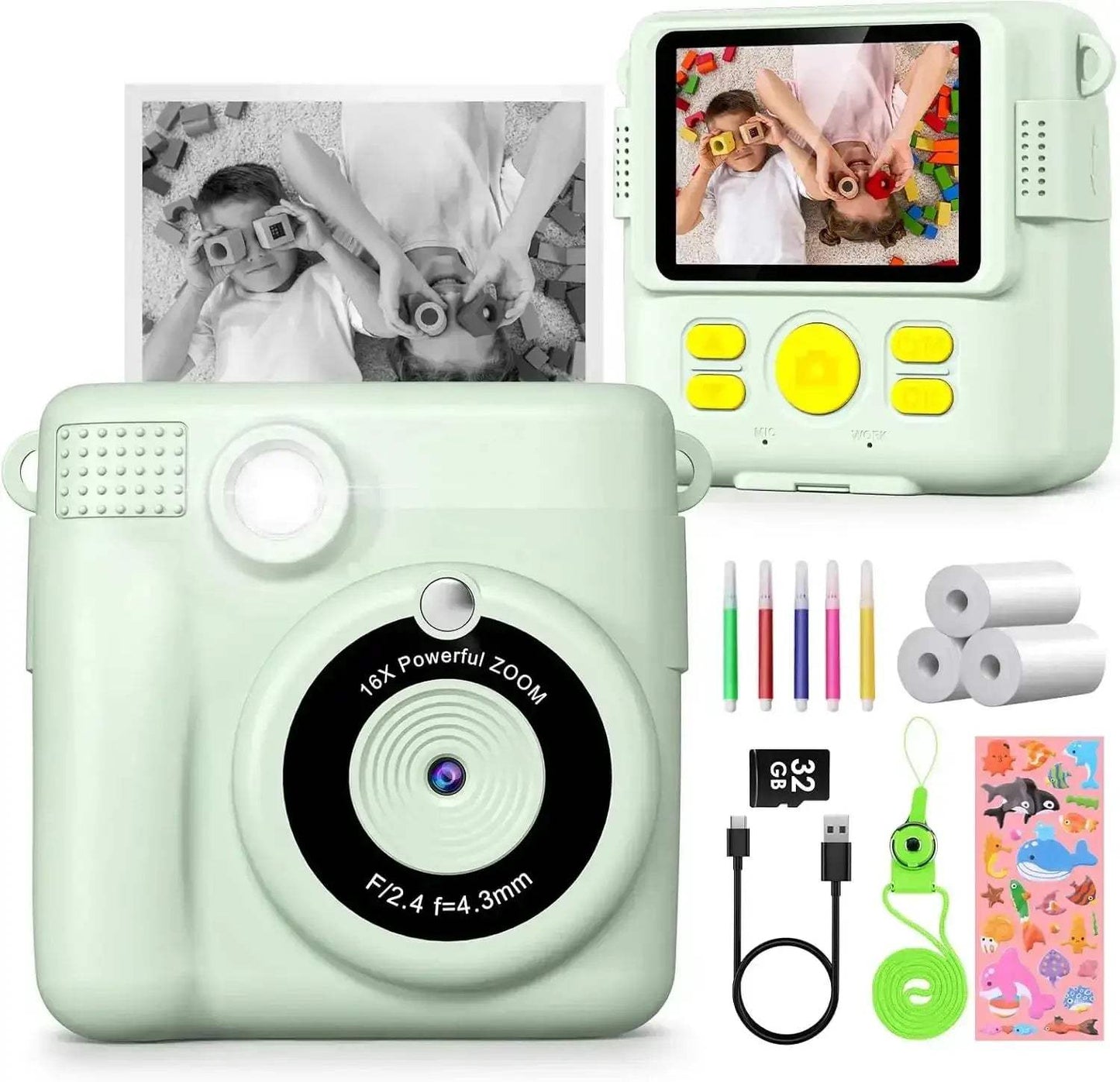 Kids Digital Camera 2.4" 1080P HD Video Instant Print Gift - ToylandEU™