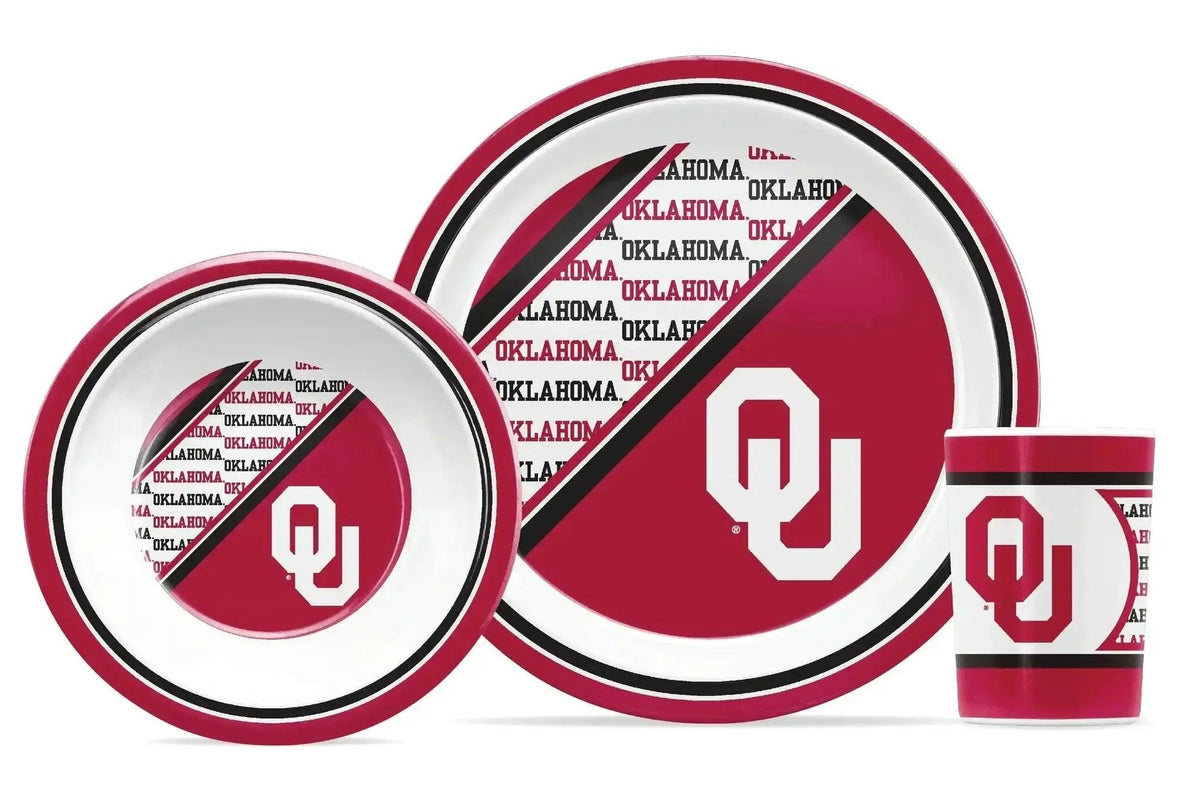 Oklahoma Sooners 5 Piece Cup Plate Bowl Fork Spoon - ToylandEU™