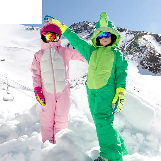 Kids Dinosaur Ski Suit Thick Cold Weather One Piece - ToylandEU