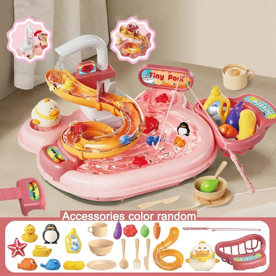 Kids Electric Kitchen Sink Toy With Real Running Water CE - ToylandEU™