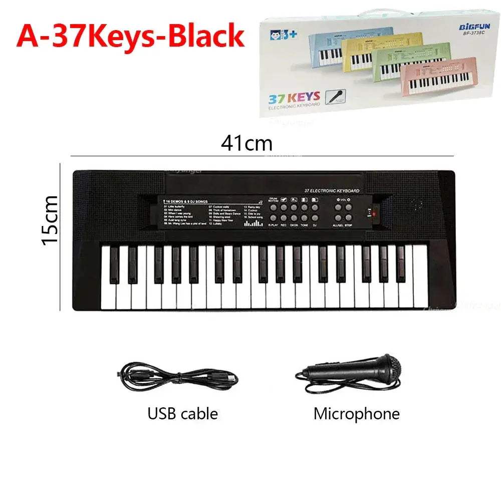 Kids Electronic Piano 37 Keys With Microphone Educational Keyboard Toy - ToylandEU