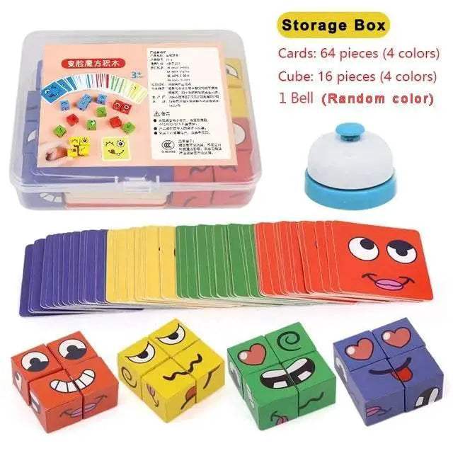 Kids Face Change Expression Puzzle Building Blocks Montessori Cube Table Game Toy for Early Educational Development and Children Gift - ToylandEU