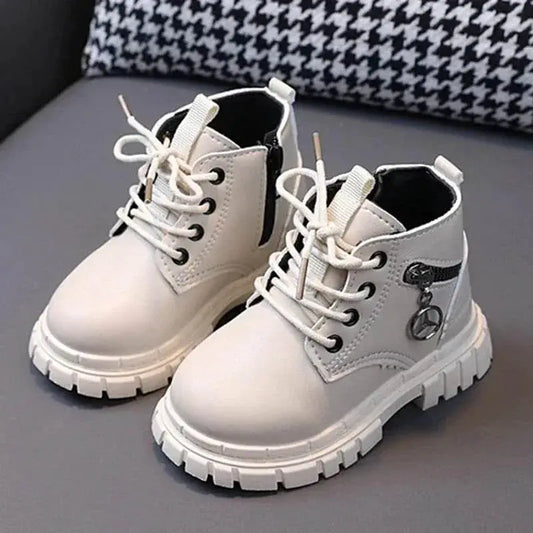 Kids Fashionable Leather Ankle Boots - Comfortable Sports Snow Boots for Boys and Girls in Autumn Winter - ToylandEU