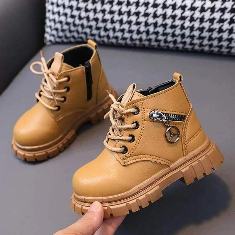 Kids Fashionable Leather Ankle Boots - Comfortable Sports Snow Boots for Boys and Girls in Autumn Winter - ToylandEU™