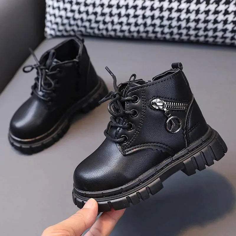 Kids Fashionable Leather Ankle Boots - Comfortable Sports Snow Boots for Boys and Girls in Autumn Winter - ToylandEU™