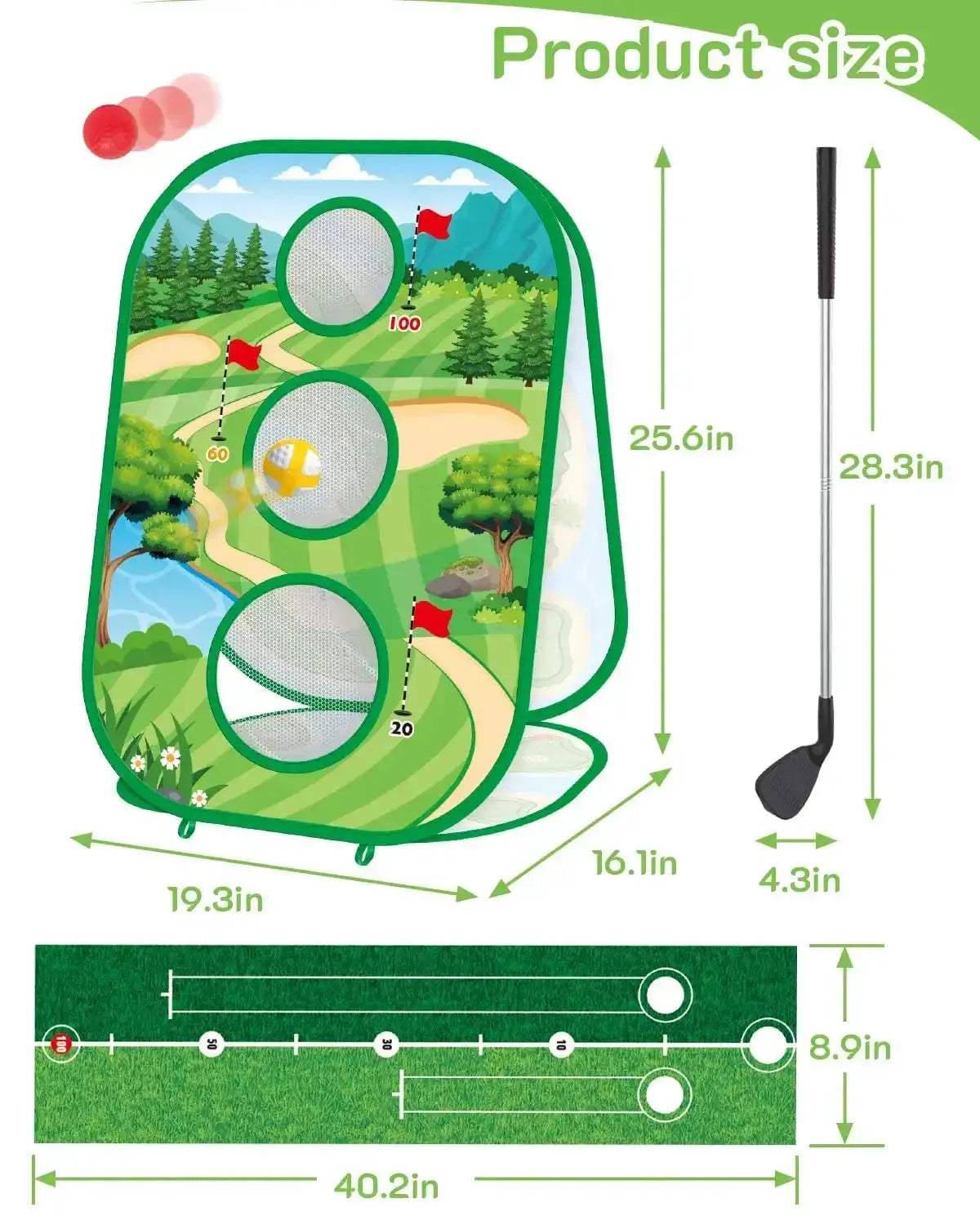 Kids Golf Set With Putting Practice Mat And Chipping Net - ToylandEU