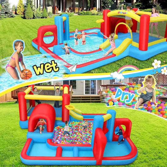 Kids Inflatable Bounce House Waterslide Ball Pit Tough - ToylandEU™