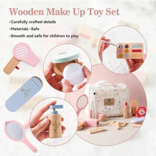 Kids Makeup Kit Wooden Educational Toy Set For Pretend Play - ToylandEU™