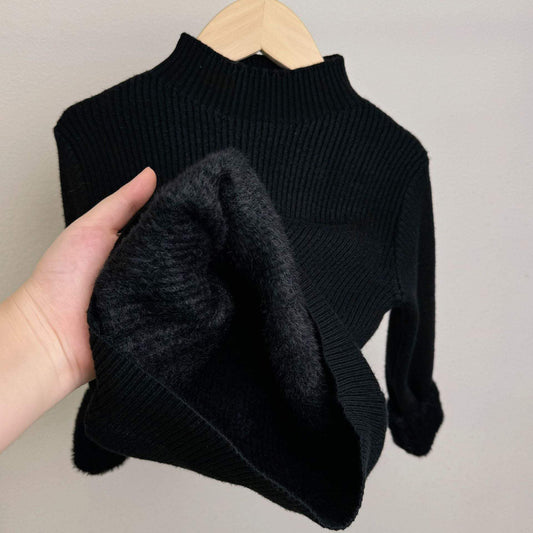 Kids' Mock Neck Knitwear Sweater Top | Solid Color | Version 3