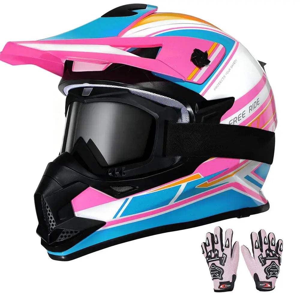 Kids Motocross Helmet With Goggles And Gloves DOT Certified - ToylandEU