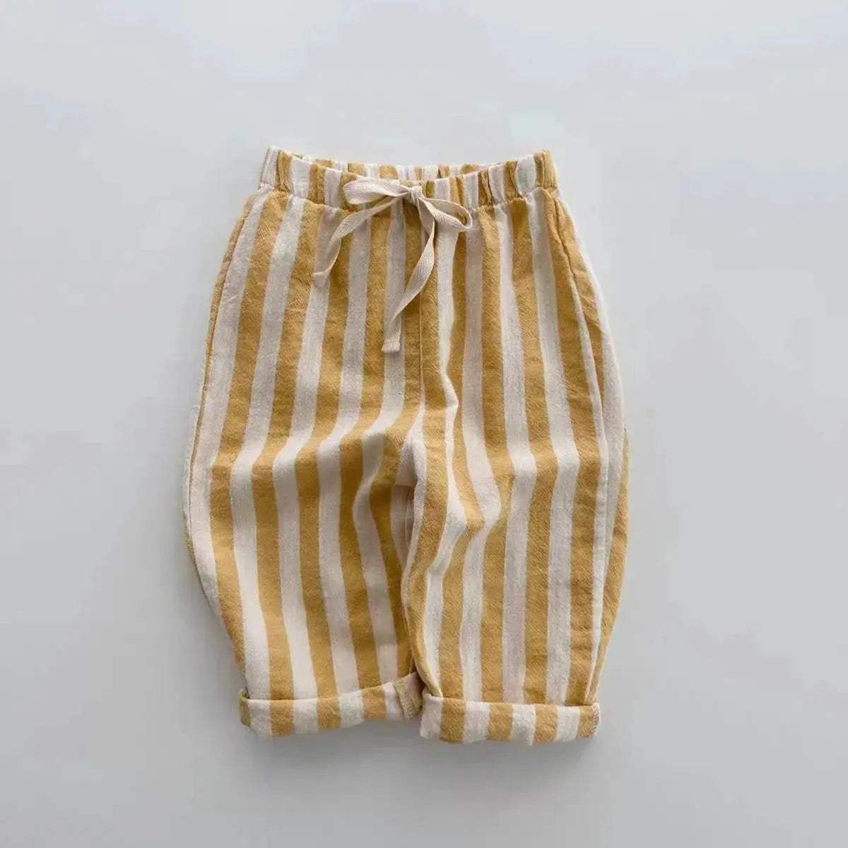 Kids Pants Linen Cotton Stripe Elastic Waist Casual Unisex - ToylandEU™