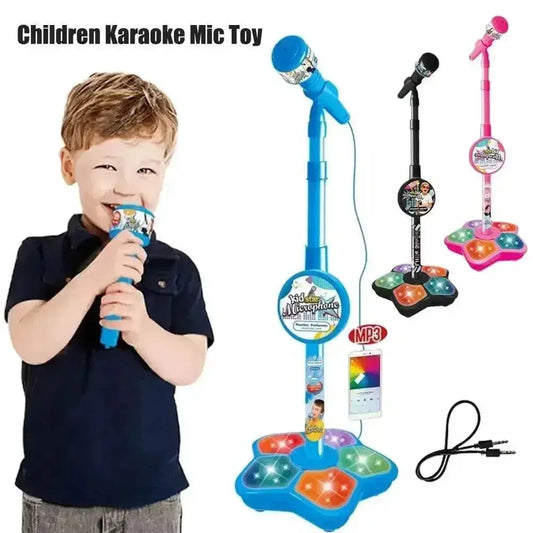Kids Rocking Roll Microphone with Stand Karaoke Music Instrument Educational Toy Birthday Gift for Girls and Boys - ToylandEU