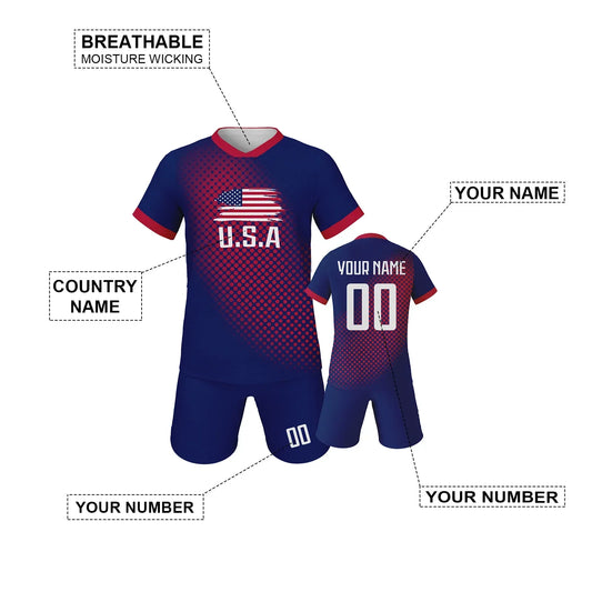 Kids Soccer Jersey And Shorts Set, Customizable Name And Number, Unisex Youth Football Training Uniform - ToylandEU