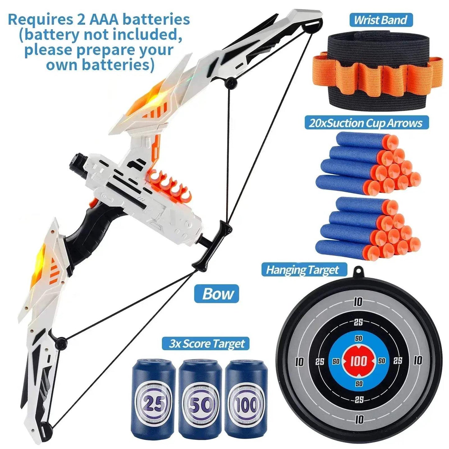 Kids Soft Dart Archery Set With LED Lights Indoor Play - ToylandEU