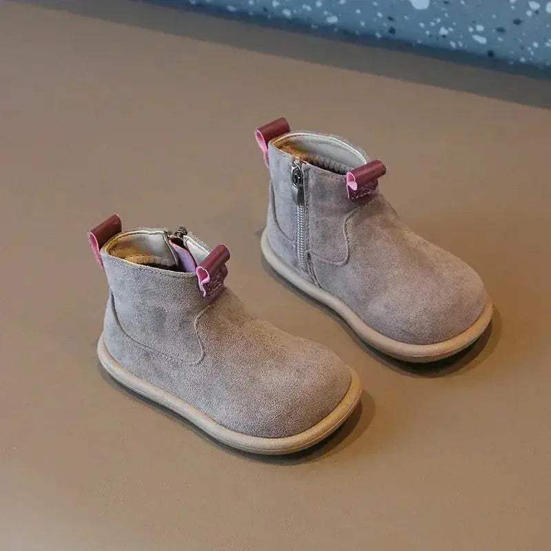 Kids Winter Boots Anti Slip Suede Ankle Boots With Plush - ToylandEU