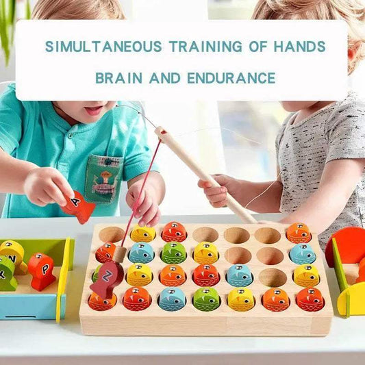 Kids Wooden Montessori Magnetic Fishing Toys Learning Alphanumeric Colors Matching Sorting Interactive Game Early Education Toys - ToylandEU