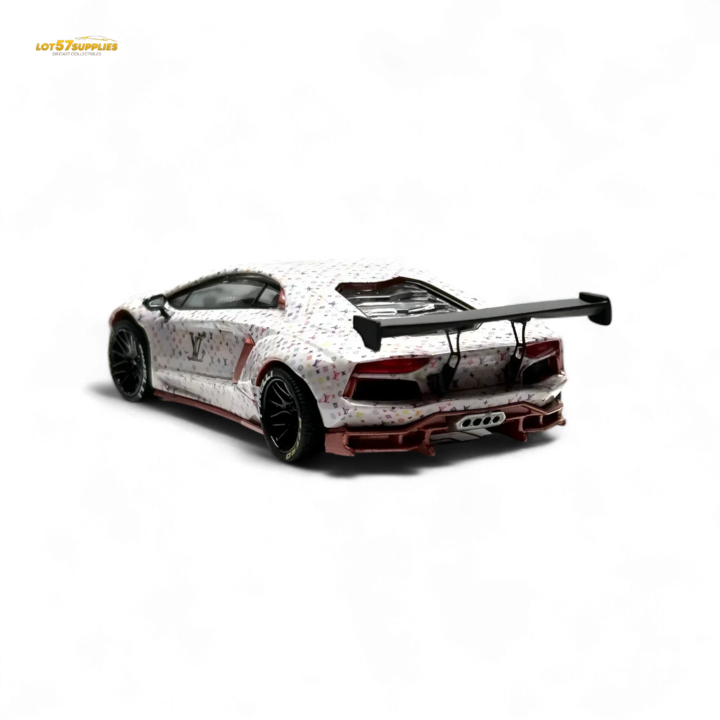 King Model Lamborghini Aventador LP700-4 LB 1.0 White LV Livery 1:64 - ToylandEU