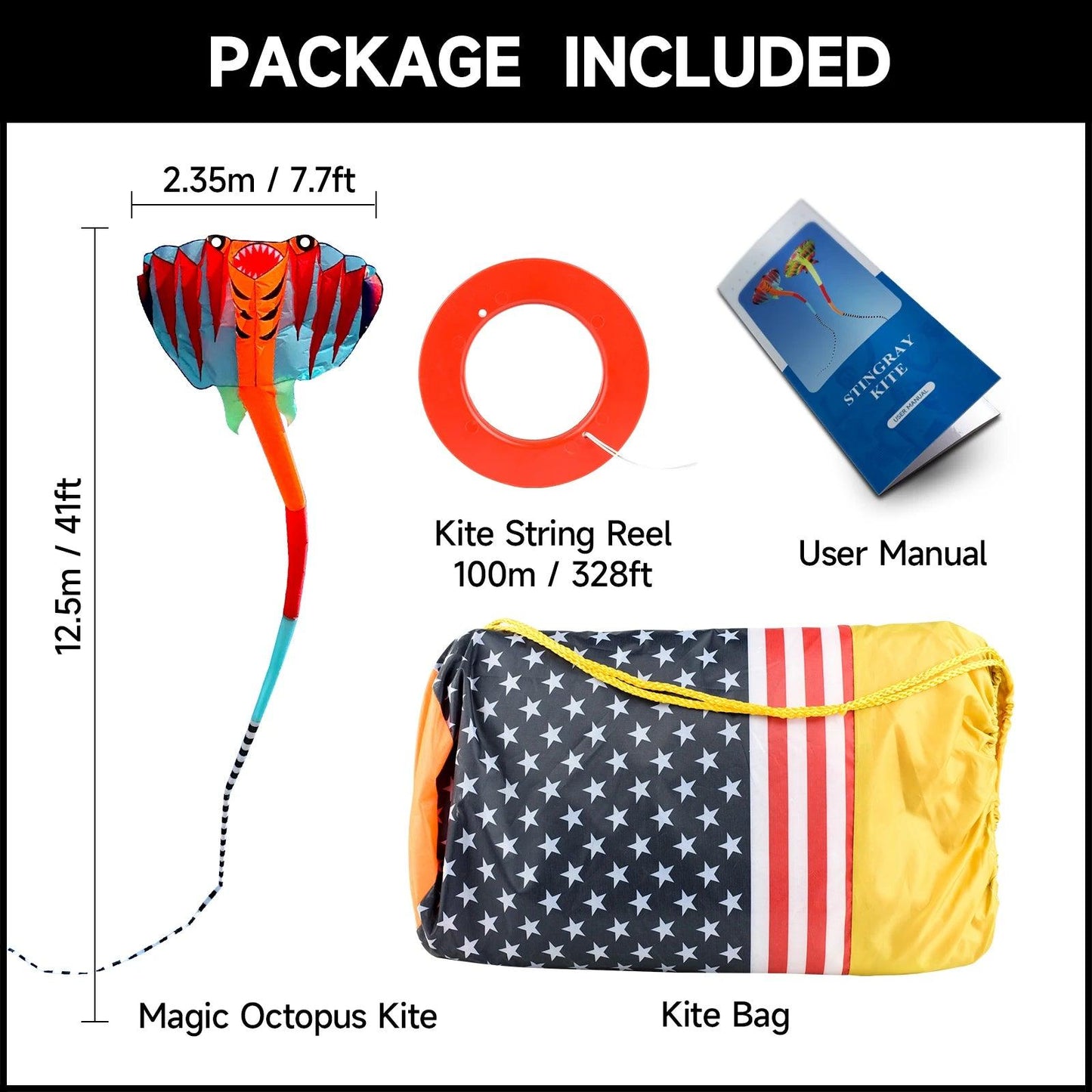 Kite | 12.5M Ray Soft Two-Color Beach Kite | Toylandeu™