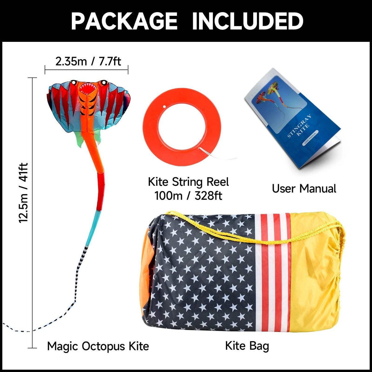 Kite | 12.5M Ray Soft Two-Color Beach Kite | Toylandeu™