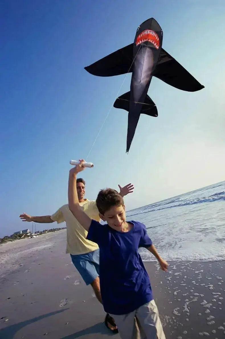 Strong Black Shark Kite with Colorful Tail for Beginners - ToylandEU™