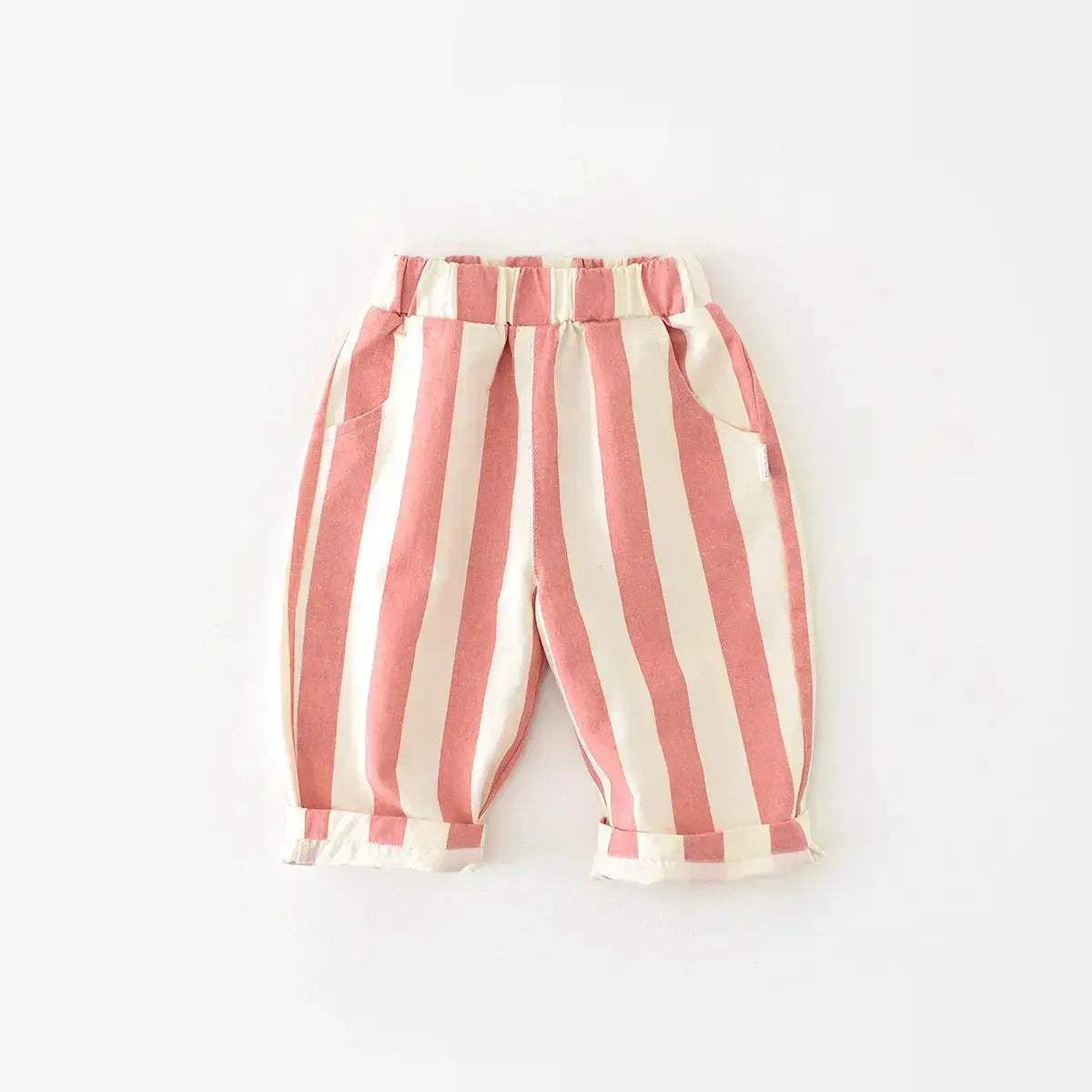 Korean Style High Waist Kids Stripe Pants For Everyday Wear - ToylandEU