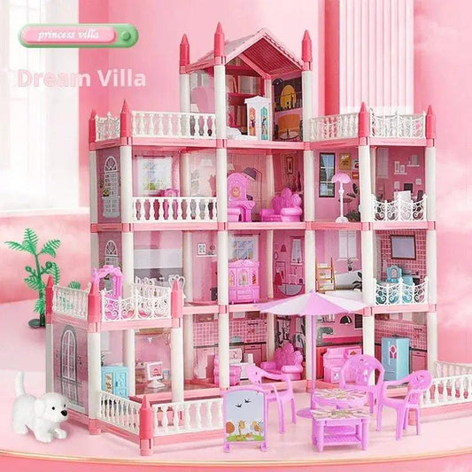LED Dollhouse Castle Large With Dolls Four Stories - ToylandEU™