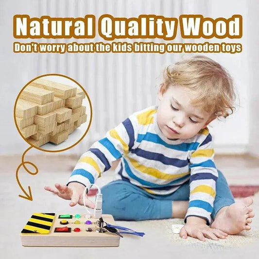 LED Light Busy Board for Babies Sensory Wooden Toy CE - ToylandEU™