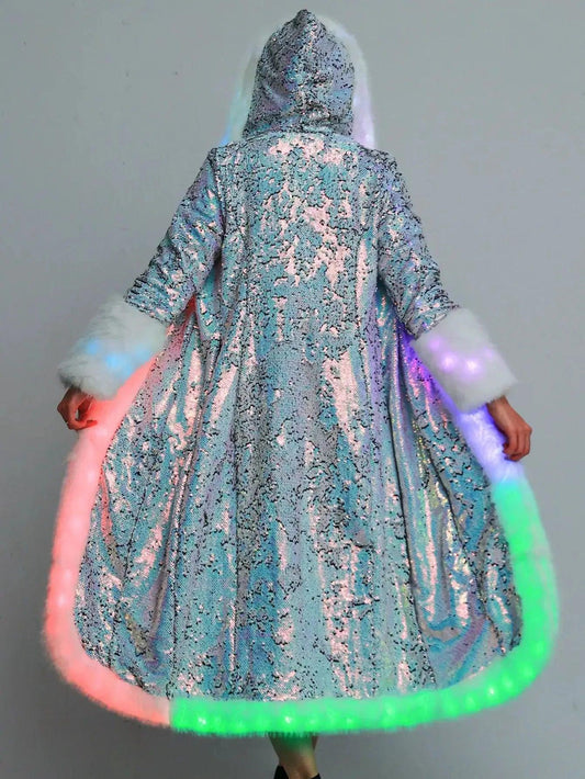 LED Light Up Faux Fur Rave Jacket USB Powered Design - ToylandEU™