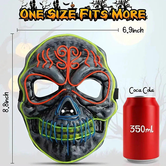 LED Light Up Skull Mask Halloween Cosplay Glowing - ToylandEU™