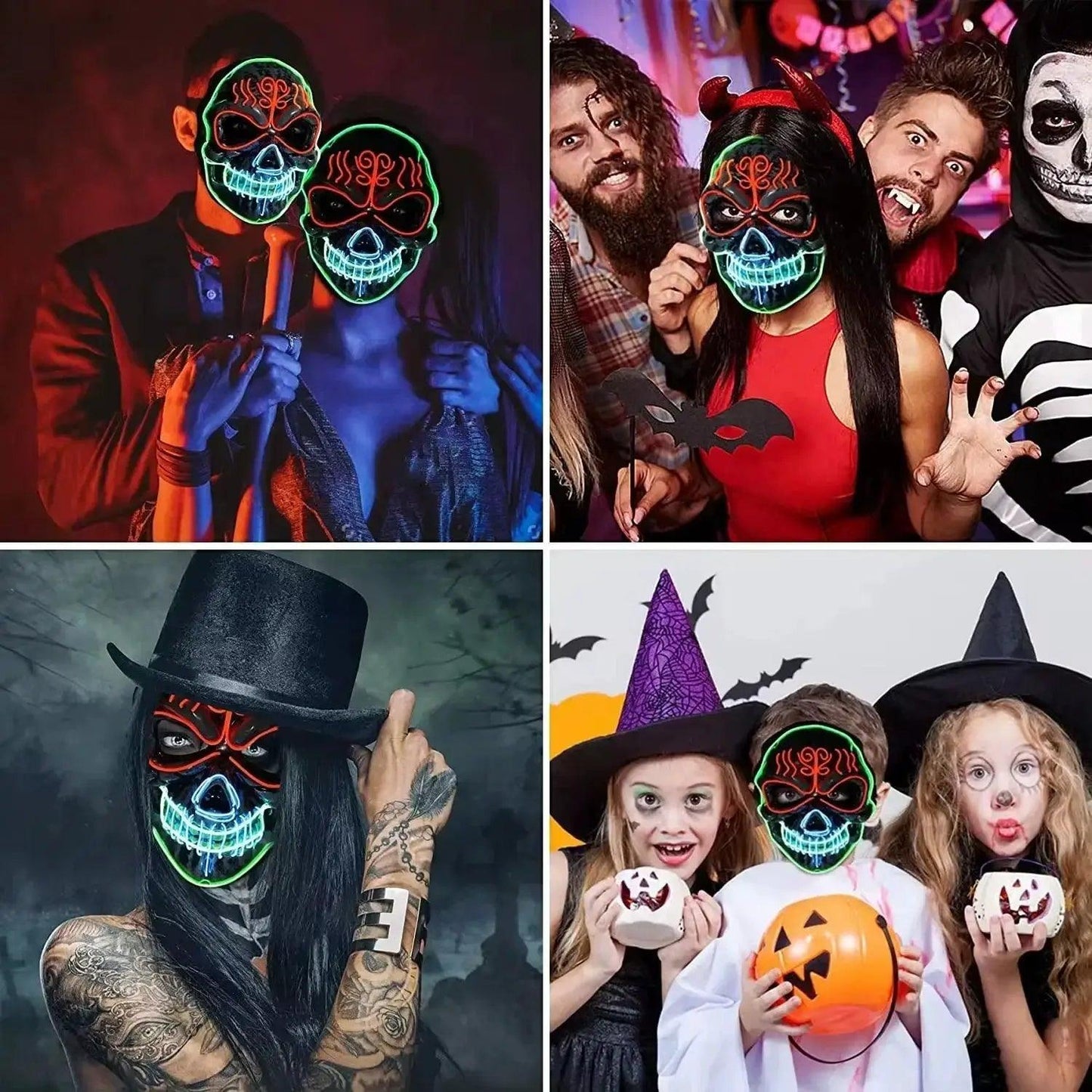 LED Light Up Skull Mask Halloween Cosplay Glowing - ToylandEU™
